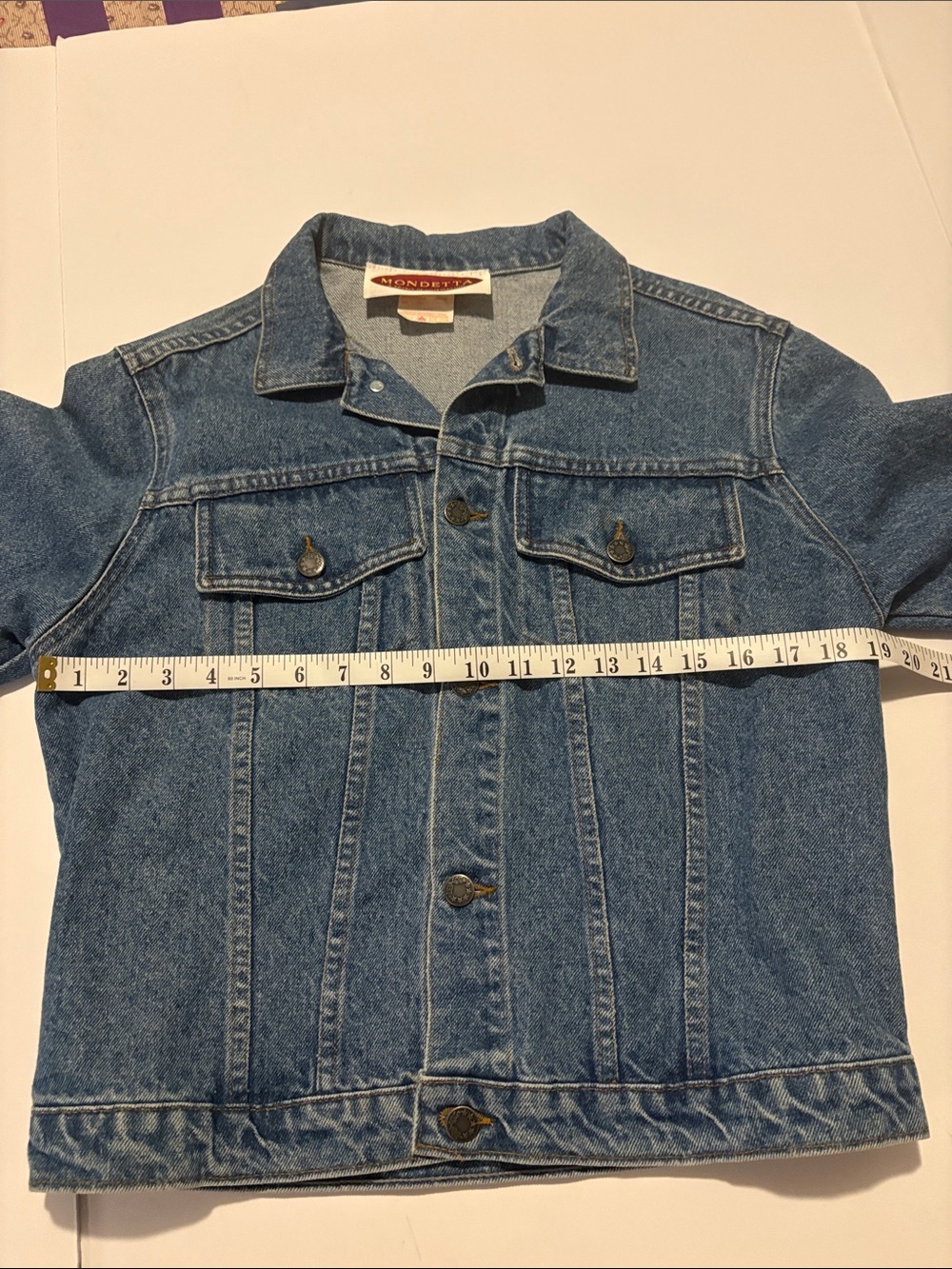 Vintage Mondetta Denim Trucker Jacket Medium Wash Jean Jacket, Sz L. - Picture 8 of 11